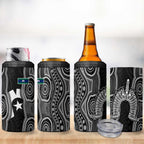 Torres Strait Islander 4 in 1 Can Cooler Tumbler Flag Feather Headdress Indigenous Dotwork Tribal Art