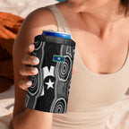 Torres Strait Islander 4 in 1 Can Cooler Tumbler Flag Feather Headdress Indigenous Dotwork Tribal Art
