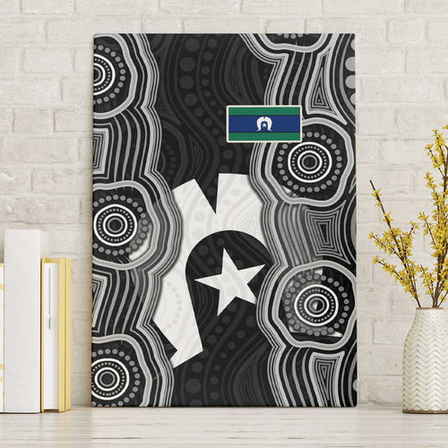 Torres Strait Islander Canvas Wall Art Flag Feather Headdress Indigenous Dotwork Tribal Art