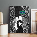 Torres Strait Islander Canvas Wall Art Flag Feather Headdress Indigenous Dotwork Tribal Art