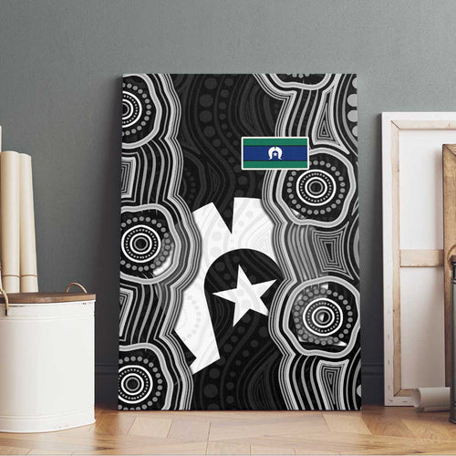 Torres Strait Islander Canvas Wall Art Flag Feather Headdress Indigenous Dotwork Tribal Art