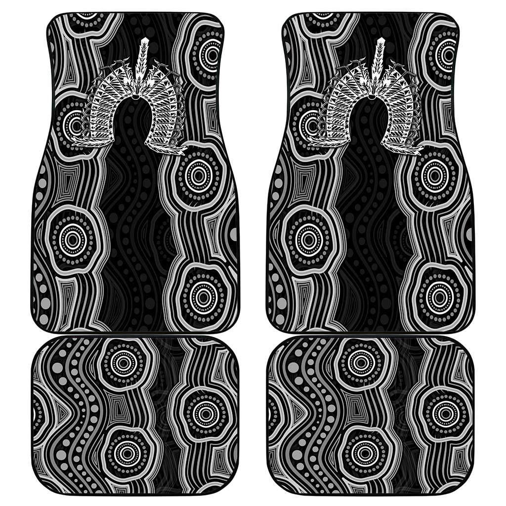 Torres Strait Islander Car Mats Flag Feather Headdress Indigenous Dotwork Tribal Art