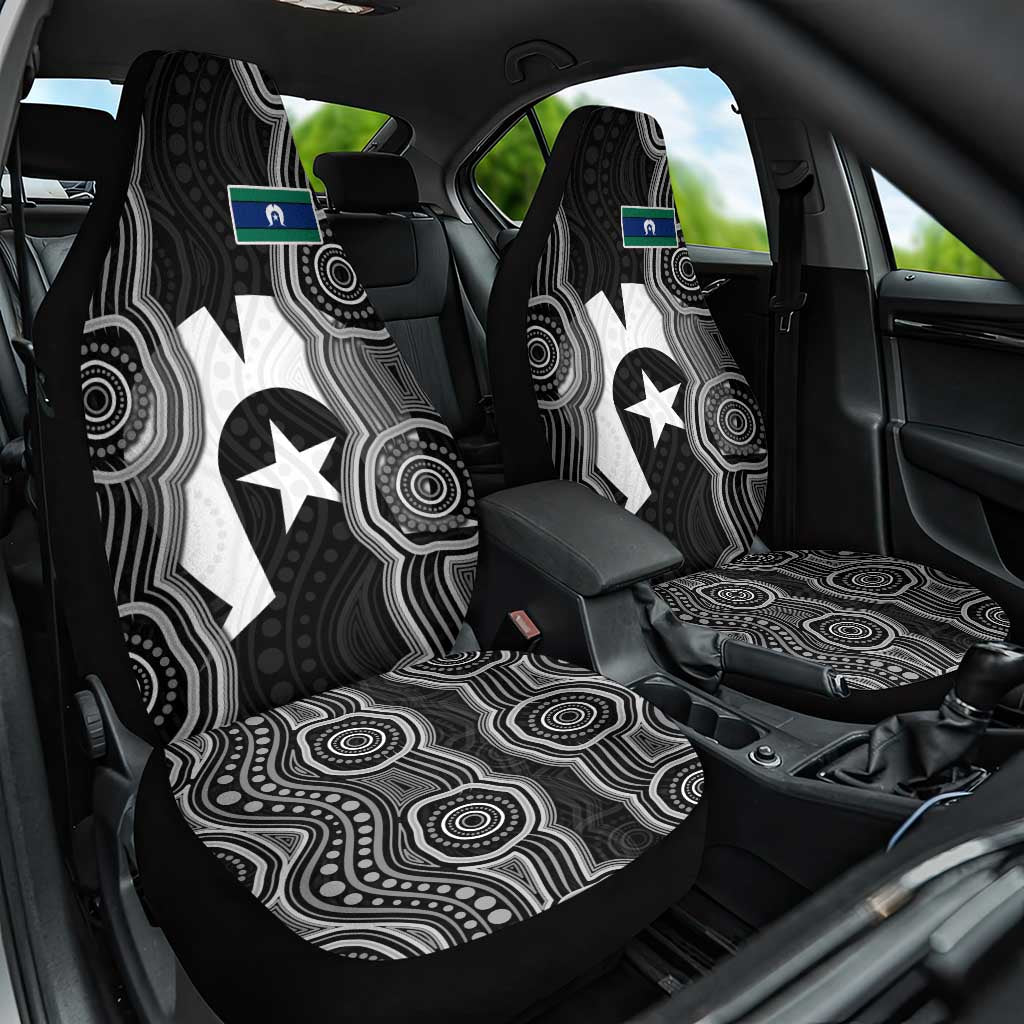 Torres Strait Islander Car Seat Cover Flag Feather Headdress Indigenous Dotwork Tribal Art
