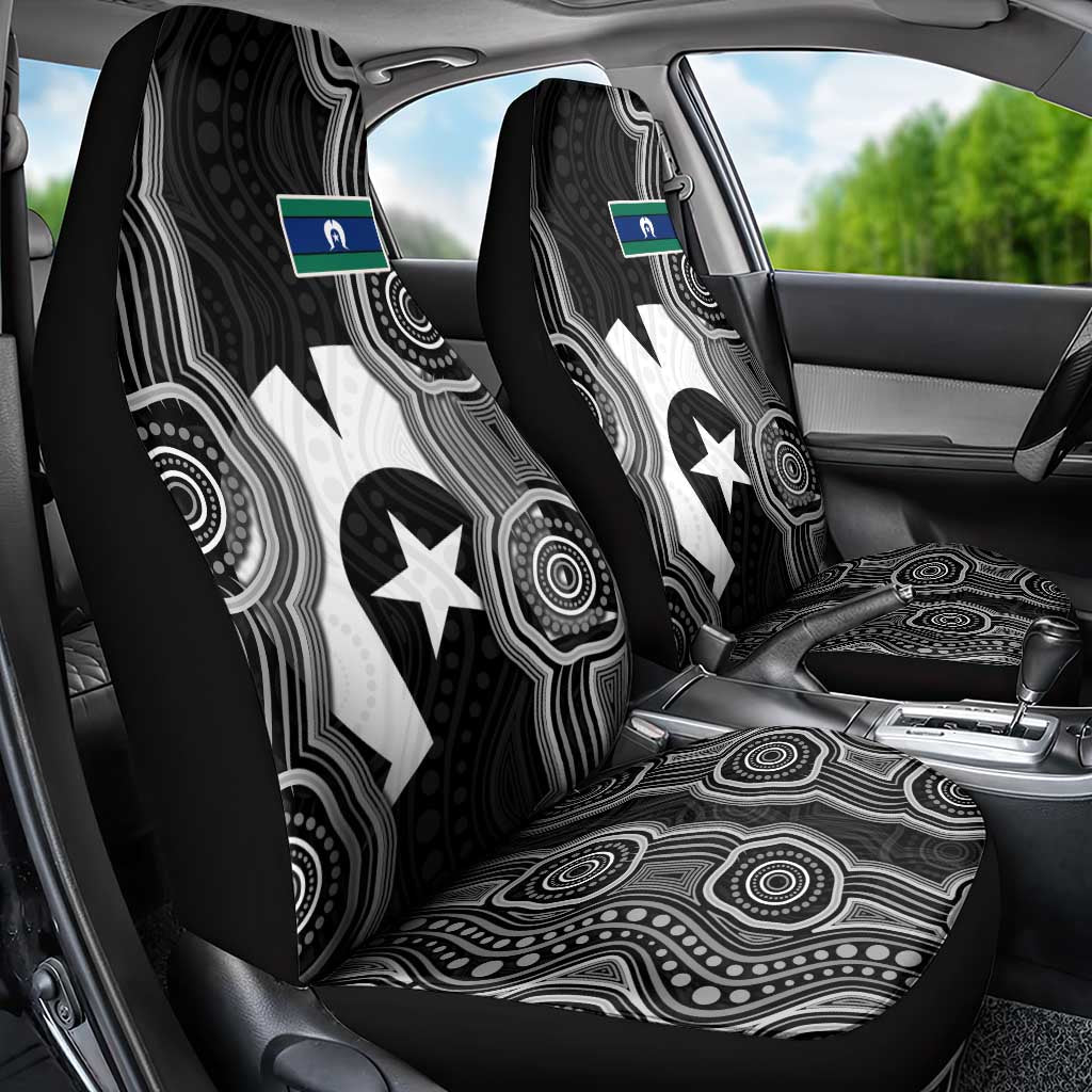 Torres Strait Islander Car Seat Cover Flag Feather Headdress Indigenous Dotwork Tribal Art