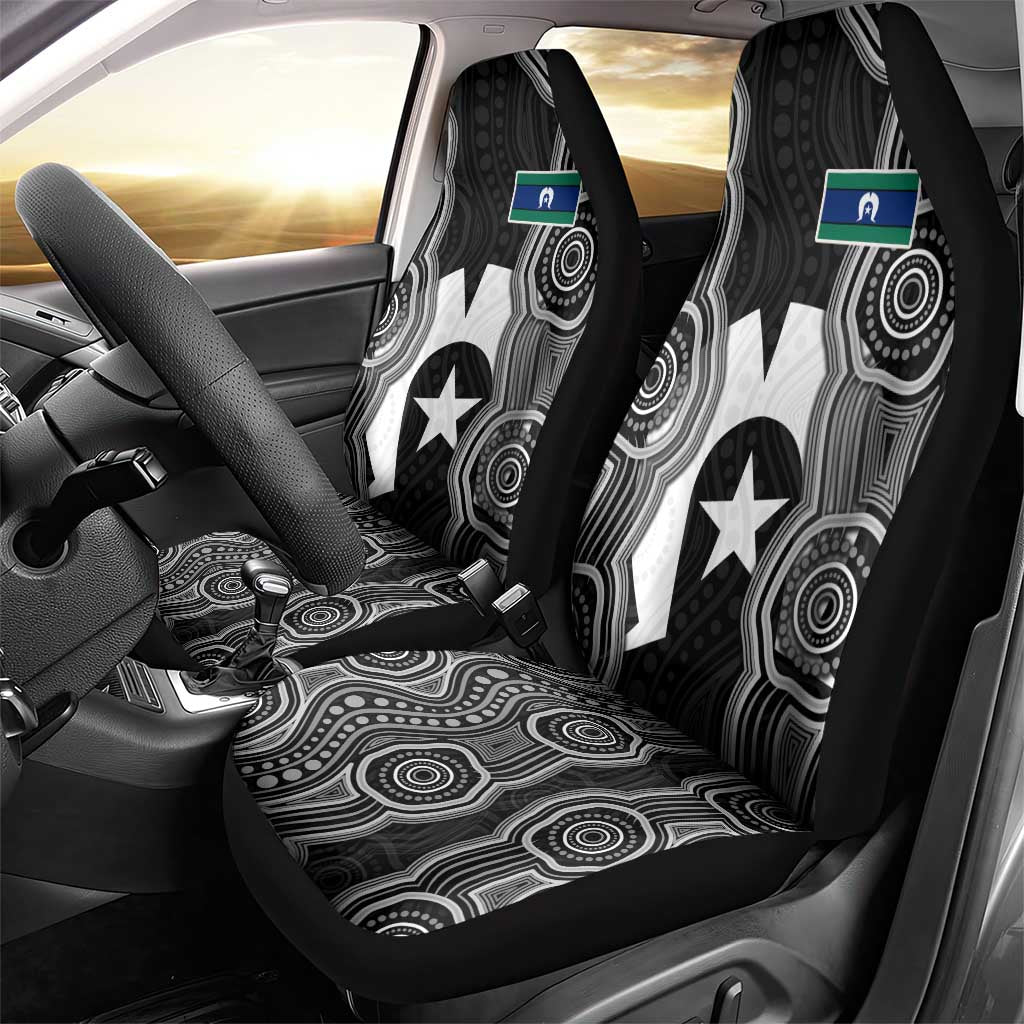 Torres Strait Islander Car Seat Cover Flag Feather Headdress Indigenous Dotwork Tribal Art