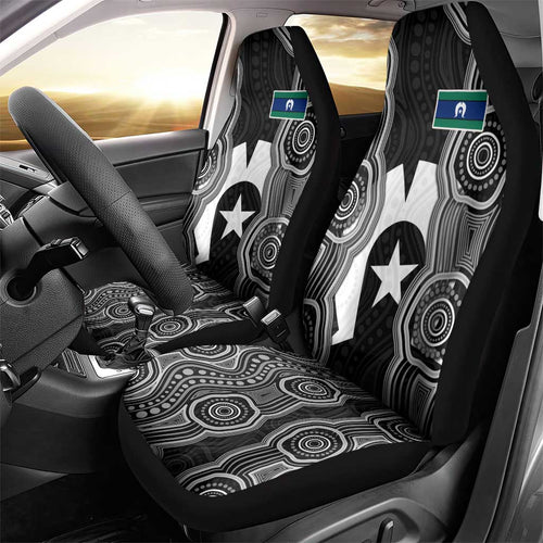 Torres Strait Islander Car Seat Cover Flag Feather Headdress Indigenous Dotwork Tribal Art