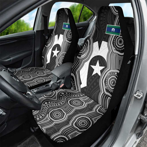 Torres Strait Islander Car Seat Cover Flag Feather Headdress Indigenous Dotwork Tribal Art