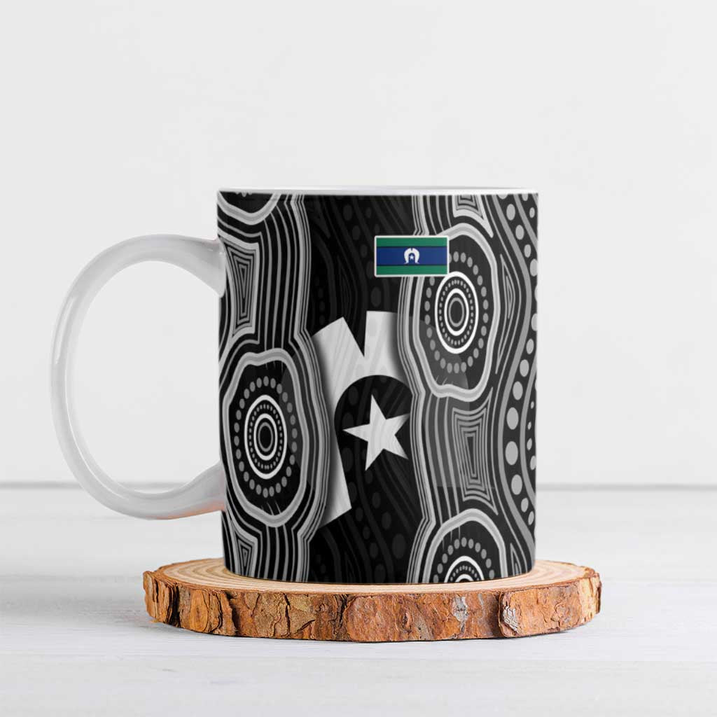 Torres Strait Islander Ceramic Mug Flag Feather Headdress Indigenous Dotwork Tribal Art