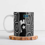 Torres Strait Islander Ceramic Mug Flag Feather Headdress Indigenous Dotwork Tribal Art