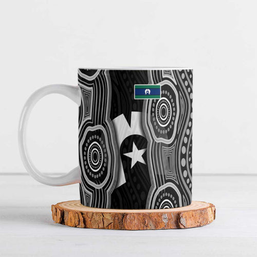 Torres Strait Islander Ceramic Mug Flag Feather Headdress Indigenous Dotwork Tribal Art