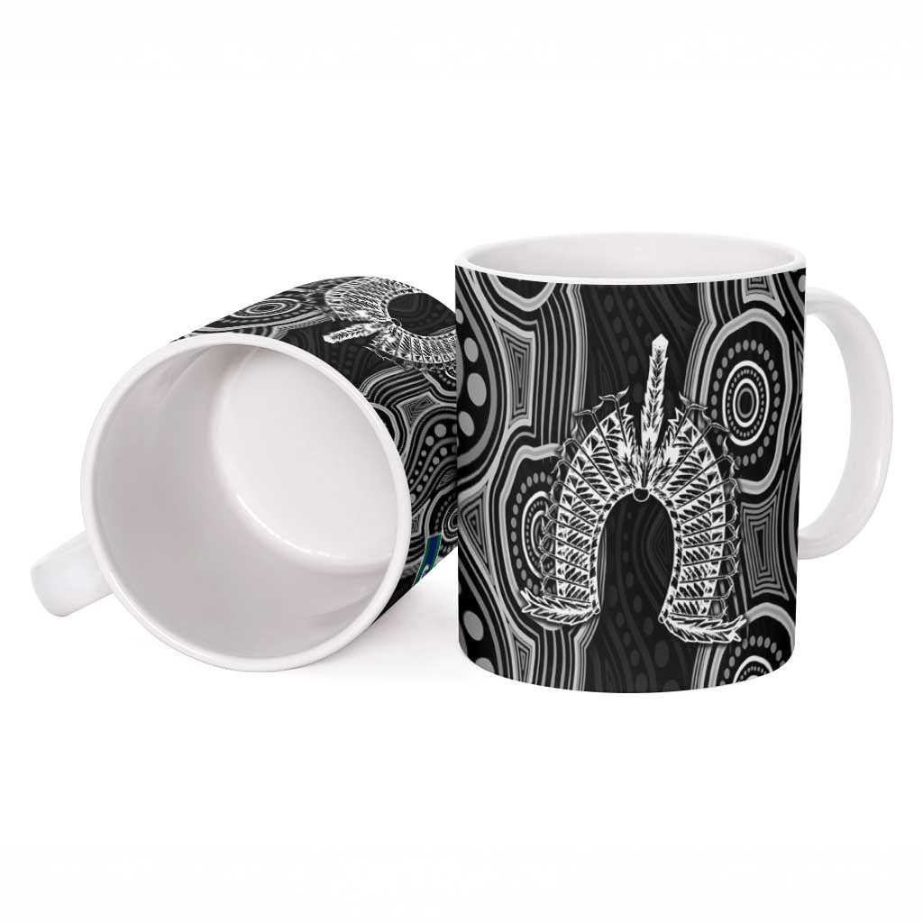 Torres Strait Islander Ceramic Mug Flag Feather Headdress Indigenous Dotwork Tribal Art