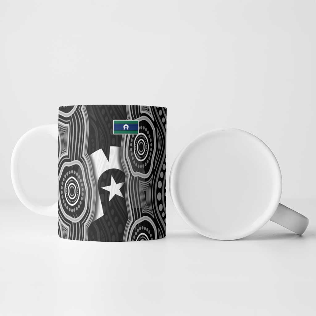 Torres Strait Islander Ceramic Mug Flag Feather Headdress Indigenous Dotwork Tribal Art