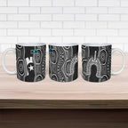 Torres Strait Islander Ceramic Mug Flag Feather Headdress Indigenous Dotwork Tribal Art