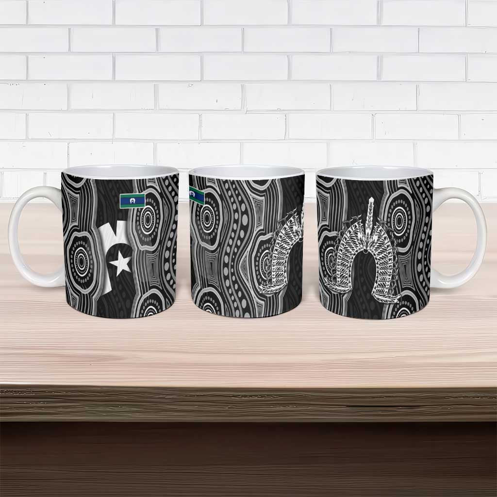 Torres Strait Islander Ceramic Mug Flag Feather Headdress Indigenous Dotwork Tribal Art