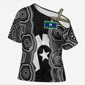Torres Strait Islander Cross Shoulder Shirt Flag Feather Headdress Indigenous Dotwork Tribal Art