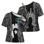 Torres Strait Islander Cross Shoulder Shirt Flag Feather Headdress Indigenous Dotwork Tribal Art