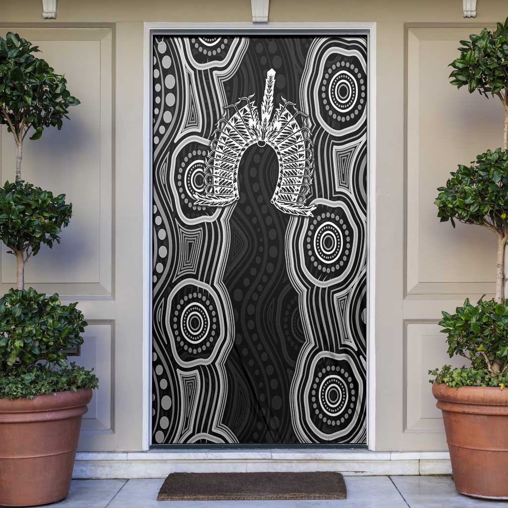 Torres Strait Islander Door Cover Flag Feather Headdress Indigenous Dotwork Tribal Art