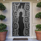 Torres Strait Islander Door Cover Flag Feather Headdress Indigenous Dotwork Tribal Art