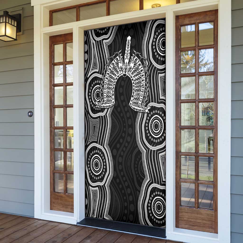 Torres Strait Islander Door Cover Flag Feather Headdress Indigenous Dotwork Tribal Art