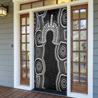 Torres Strait Islander Door Cover Flag Feather Headdress Indigenous Dotwork Tribal Art