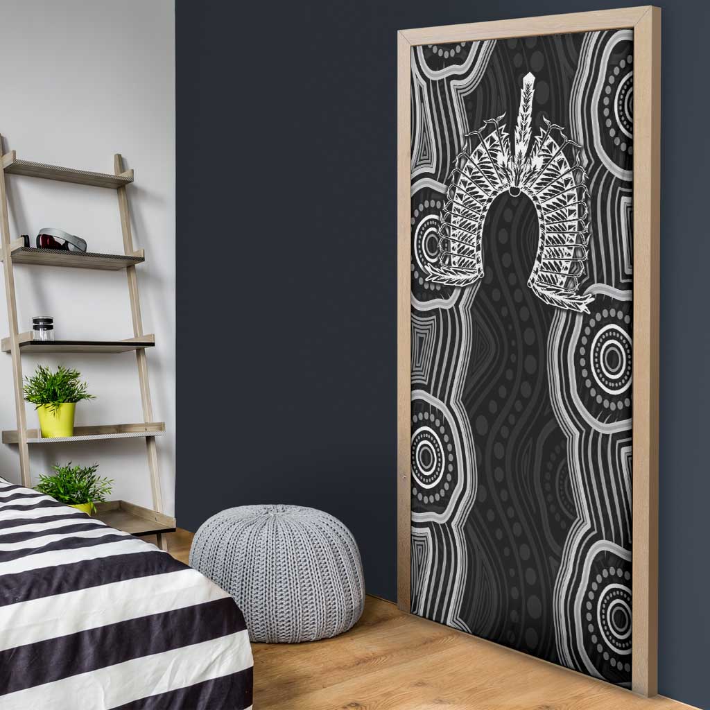 Torres Strait Islander Door Cover Flag Feather Headdress Indigenous Dotwork Tribal Art