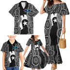 Torres Strait Islander Family Matching Mermaid Dress and Hawaiian Shirt Flag Feather Headdress Indigenous Dotwork Tribal Art