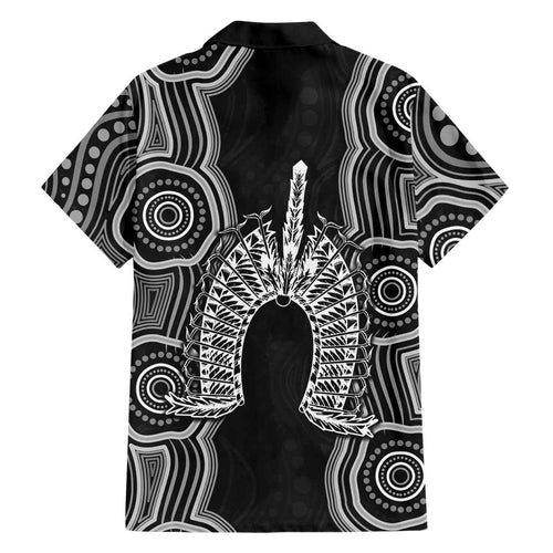Torres Strait Islander Family Matching Off The Shoulder Long Sleeve Dress and Hawaiian Shirt Flag Feather Headdress Indigenous Dotwork Tribal Art