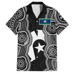 Torres Strait Islander Family Matching Off Shoulder Maxi Dress and Hawaiian Shirt Flag Feather Headdress Indigenous Dotwork Tribal Art