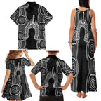 Torres Strait Islander Family Matching Tank Maxi Dress and Hawaiian Shirt Flag Feather Headdress Indigenous Dotwork Tribal Art