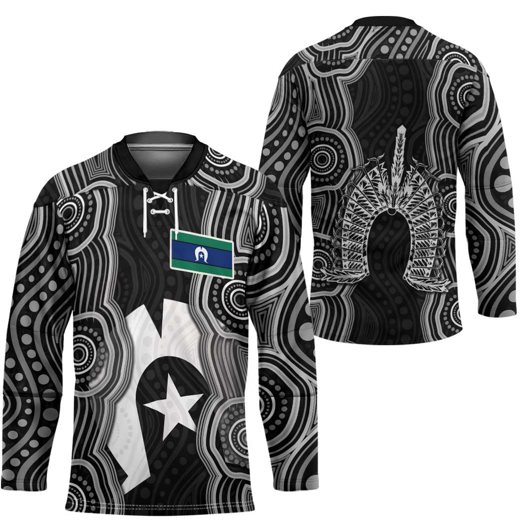 Torres Strait Islander Hockey Jersey Flag Feather Headdress Indigenous Dotwork Tribal Art
