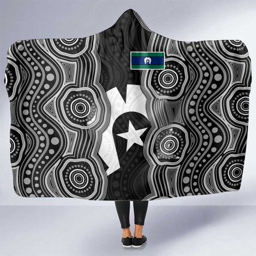 Torres Strait Islander Hooded Blanket Flag Feather Headdress Indigenous Dotwork Tribal Art