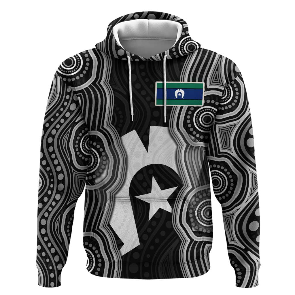 Torres Strait Islander Hoodie Flag Feather Headdress Indigenous Dotwork Tribal Art