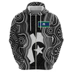 Torres Strait Islander Hoodie Flag Feather Headdress Indigenous Dotwork Tribal Art