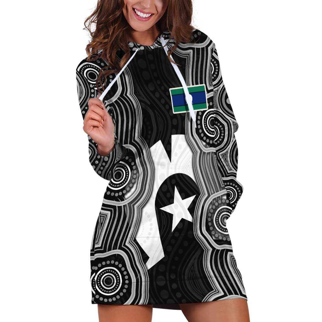 Torres Strait Islander Hoodie Dress Flag Feather Headdress Indigenous Dotwork Tribal Art