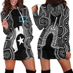 Torres Strait Islander Hoodie Dress Flag Feather Headdress Indigenous Dotwork Tribal Art