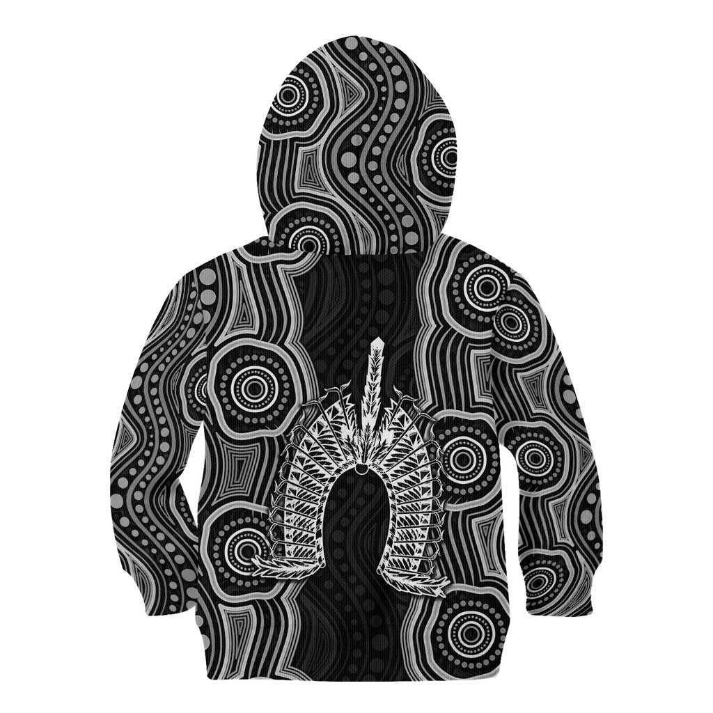Torres Strait Islander Kid Hoodie Flag Feather Headdress Indigenous Dotwork Tribal Art