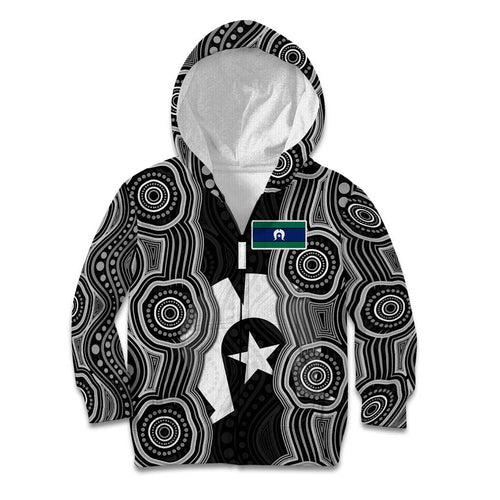 Torres Strait Islander Kid Hoodie Flag Feather Headdress Indigenous Dotwork Tribal Art