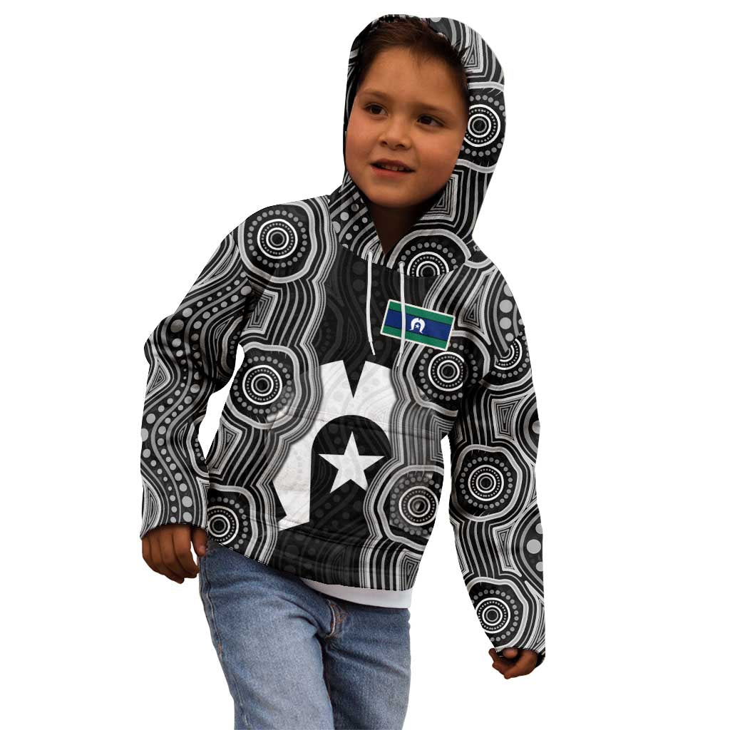 Torres Strait Islander Kid Hoodie Flag Feather Headdress Indigenous Dotwork Tribal Art
