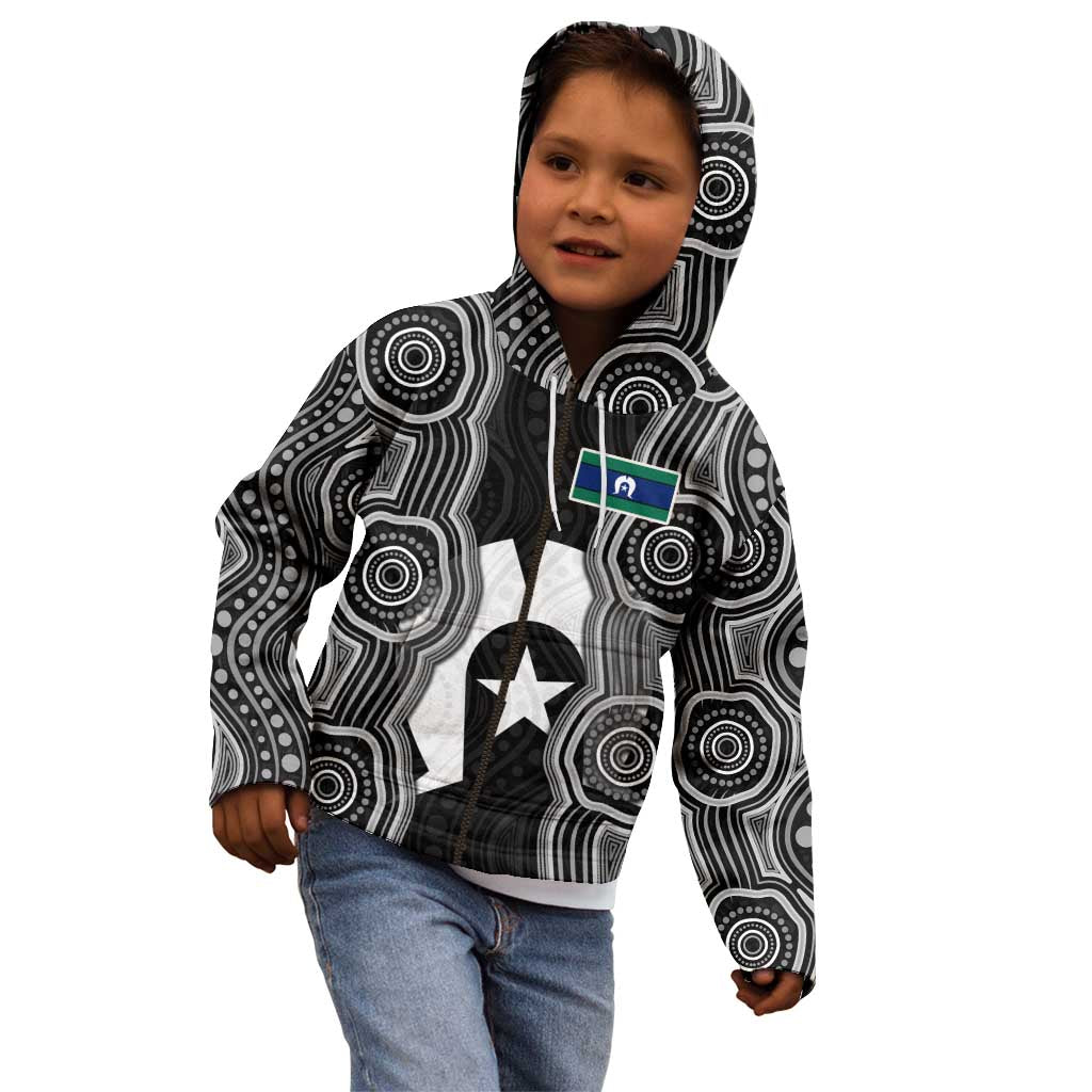 Torres Strait Islander Kid Hoodie Flag Feather Headdress Indigenous Dotwork Tribal Art