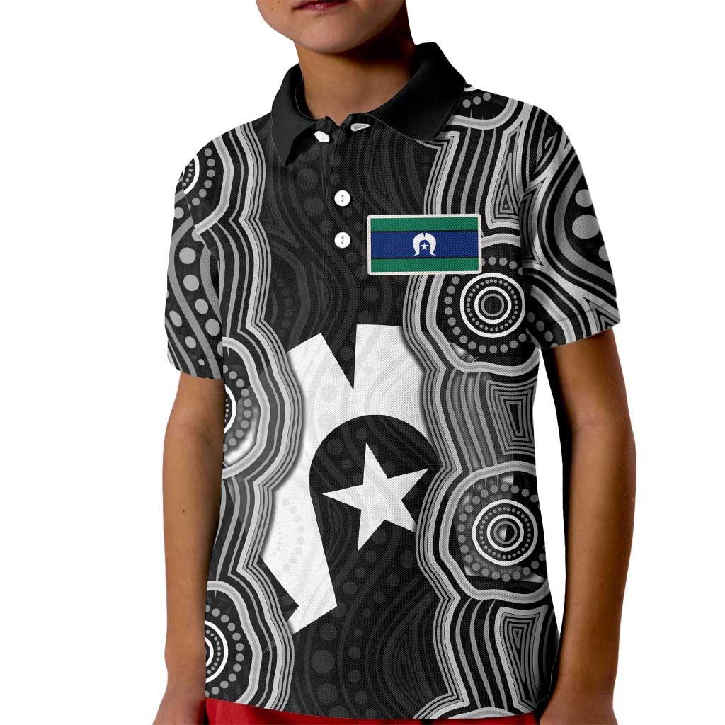 Torres Strait Islander Kid Polo Shirt Flag Feather Headdress Indigenous Dotwork Tribal Art