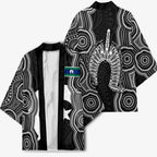 Torres Strait Islander Kimono Flag Feather Headdress Indigenous Dotwork Tribal Art
