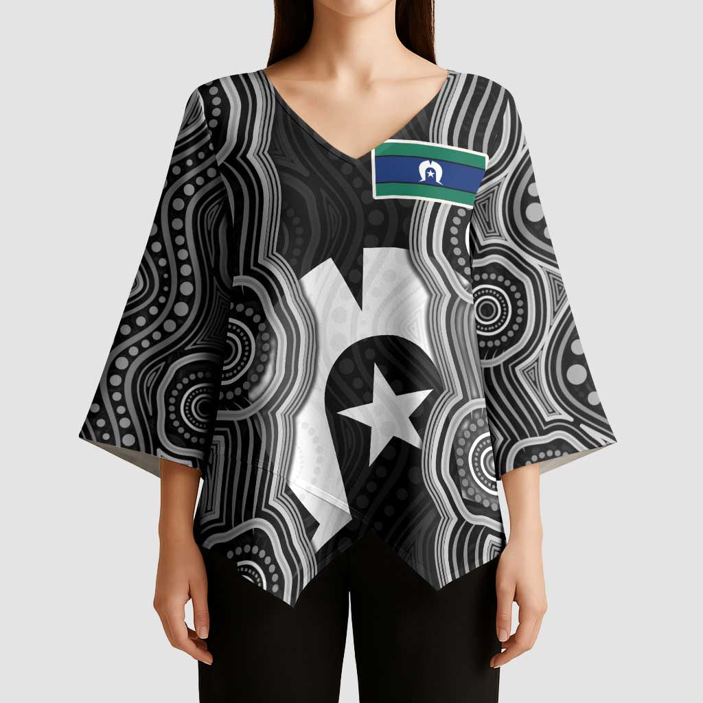 Torres Strait Islander Kimono Sleeve Blouse Flag Feather Headdress Indigenous Dotwork Tribal Art