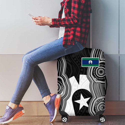 Torres Strait Islander Luggage Cover Flag Feather Headdress Indigenous Dotwork Tribal Art