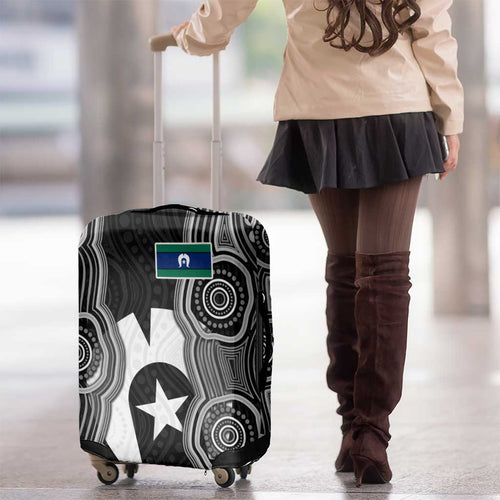 Torres Strait Islander Luggage Cover Flag Feather Headdress Indigenous Dotwork Tribal Art
