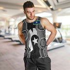 Torres Strait Islander Men Tank Top Flag Feather Headdress Indigenous Dotwork Tribal Art