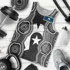 Torres Strait Islander Men Tank Top Flag Feather Headdress Indigenous Dotwork Tribal Art