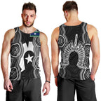 Torres Strait Islander Men Tank Top Flag Feather Headdress Indigenous Dotwork Tribal Art