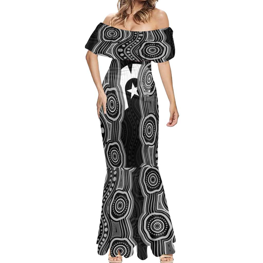 Torres Strait Islander Mermaid Dress Flag Feather Headdress Indigenous Dotwork Tribal Art