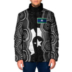 Torres Strait Islander Padded Jacket Flag Feather Headdress Indigenous Dotwork Tribal Art