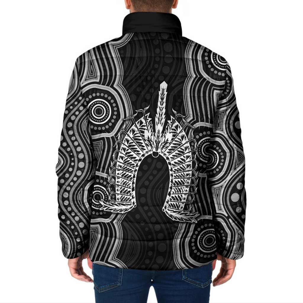Torres Strait Islander Padded Jacket Flag Feather Headdress Indigenous Dotwork Tribal Art